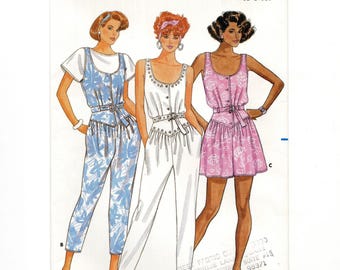 Size 6-8-10 Sleeveless Jumpsuit or Romper w/ Front Buttons, Uncut Sewing Pattern