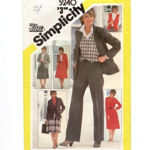 Pants Blouse & Tie 1980s Uncut Sewing Pattern Skirt Lined Vest Size 10 Vintage Womens Suit Separates: Jacket