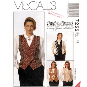Size 14 Vests w/ Front Overlap & Buttons, Quilted or Mixed Fabrics, Uncut Sewing Pattern by Nancy Zieman