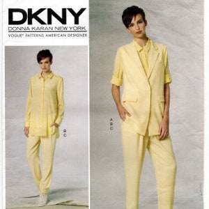 Size 6-14 DKNY Vest w/ Shirt & Pants, Uncut Sewing Pattern, Vogue American Designers