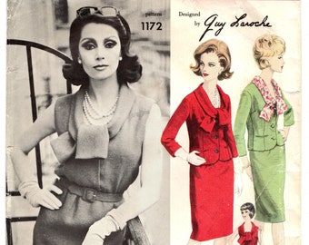 Size 14 Vintage 60s Guy Laroche: Slim One Piece Dress w/ Jacket, Uncut Vogue Sewing Pattern