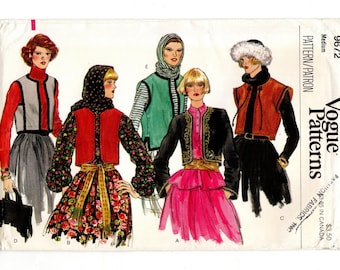 Chaqueta bolero forrada y chalecos abiertos, talla mediana 12-14, bordes ribeteados, detalles de ribete, patrón de costura sin cortar