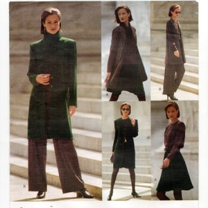 Size 8-12 Unlined Jacket & Vest w/ Top, Skirt, Pants + Scarf, Uncut Sewing Pattern, 90s Vogue