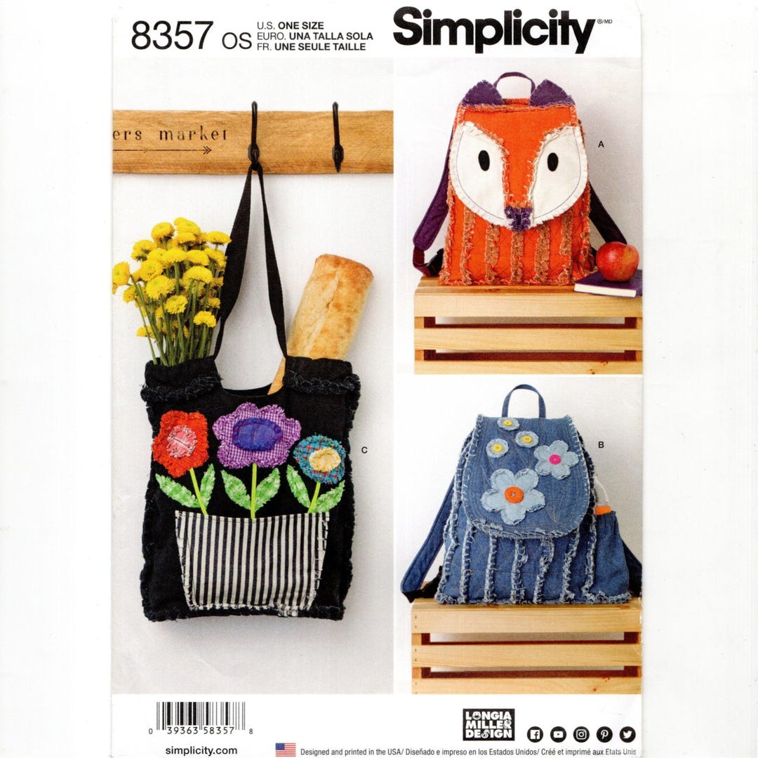 Rag Quilted Bags: Backpacks & Tote Bag, Uncut Sewing Pattern - Etsy