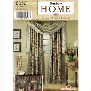Country Curtains & Drapes, w/ Swags, Valances, Tie Backs, Pre-Cut Sewing Pattern