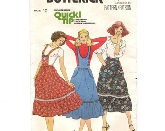 Size 10 Skirt w/ Ruffle at Hemline & Optional Bib w/ Suspenders, Pre-Cut Sewing Pattern