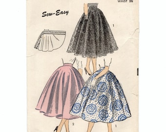 Size 26" Waist Full Circle Skirt, Pre-Cut & Punched Sewing Pattern