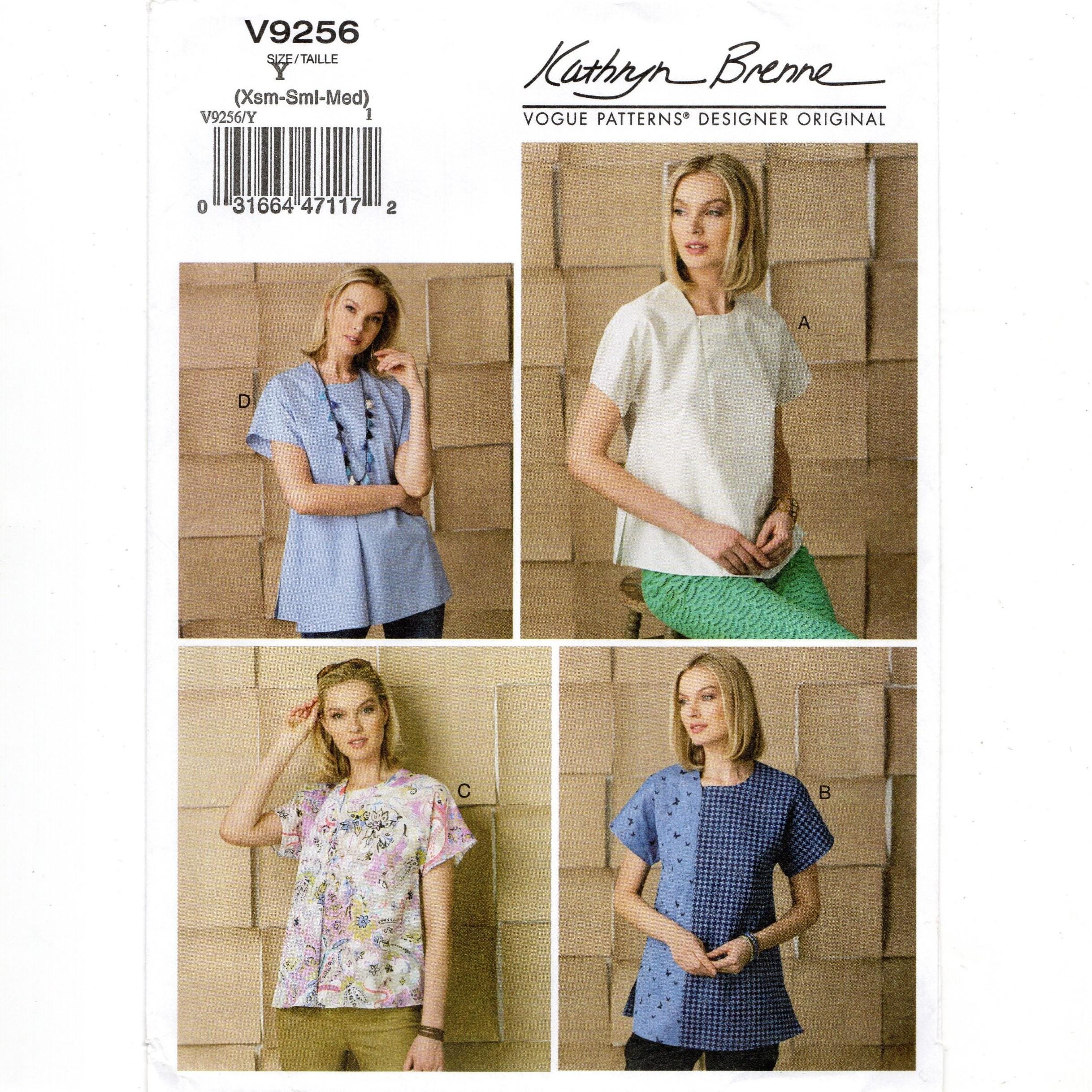 Size XS-S-M Vogue Tops, Fitted w/ Front Zipper, Short Kimono Sleeve, Uncut Sewing Pattern