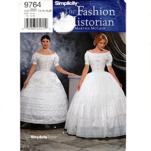 Size 14-20 Fashion Historian Crinoline/Hoopskirt & Petticoat w/ Eyelet Ruffle, Uncut Sewing Pattern