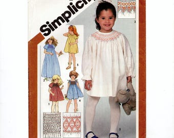Size 3 Girls Smocked Dresses, Length & Sleeve Variations, Uncut Sewing Pattern w/ Smocking Transfers