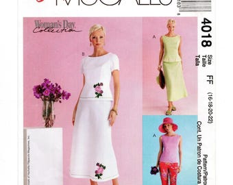 Size 16-22 Princess Seam Top, Pants & A-Line Skirt, Pre-Cut Sewing Pattern