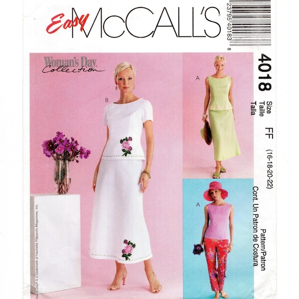 Size 16-22 Princess Seam Top, Pants & A-Line Skirt, Pre-Cut Sewing Pattern