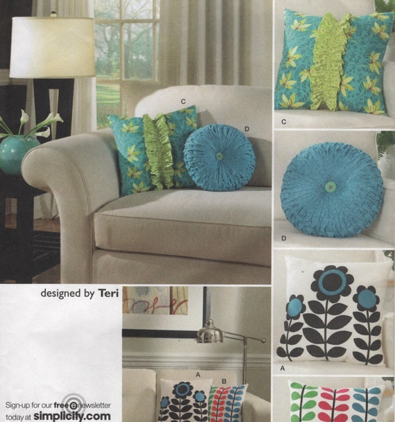 4 Decorator Pillows Mid Century Style Smocked Round Pillow Etsy