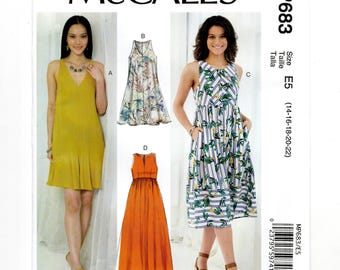 Vestidos sin mangas, talla 14-22, con corpiño holgado o ajustado, 3 largos, patrón de costura sin cortar