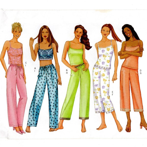 Size XS S M Fitted Camisole & Loose Fit Pants in 3 Lengths, Uncut Sewing Pattern