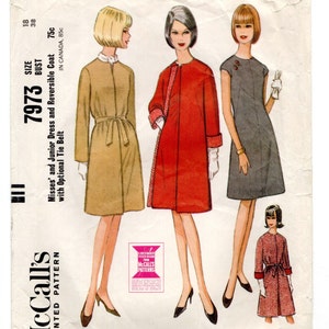 Size 18 Reversible Coat w/ Optional Belt & A-Line Dress w/ Cap Sleeve, Pre-Cut Sewing Pattern