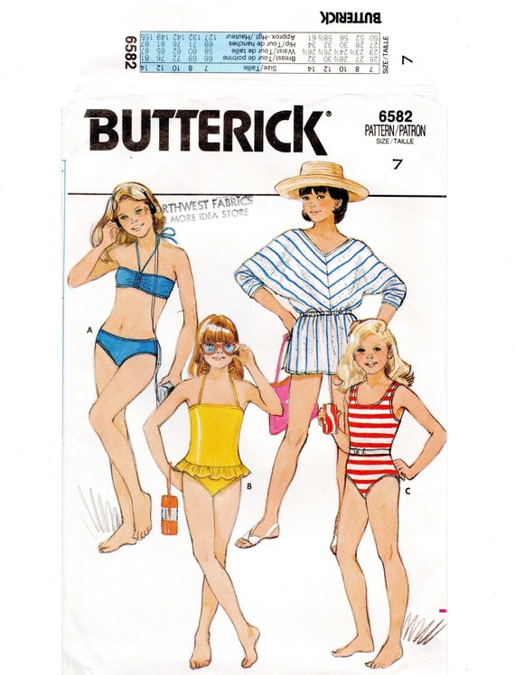 Size 7 Girls Bathing Suits W/ Cover-up Classic One-piece - Etsy