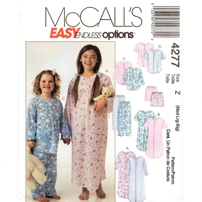 Size MXL, 714, Girls Pajamas & Nightgowns, in 2 Lengths, Precut