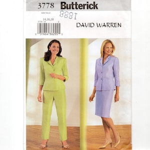 Size 14-18 Jacket w/ Peplum, 3/4 Sleeves, Lined Slim Skirt & Tapered Evening Pants, Uncut Sewing Pattern