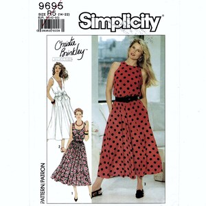 Size 14-22 Sleeveless Dress w/ 3 Bodice Variations, Elastic at Waistline & Gathered Skirt, Uncut Sewing Pattern