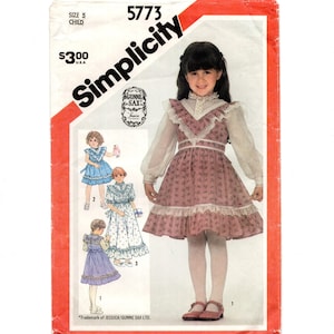 Size 5 Girls Vintage Gunne Sax Dresses, Long or Knee Length, Sleeve Options, Pre-Cut Sewing Pattern, 1980s