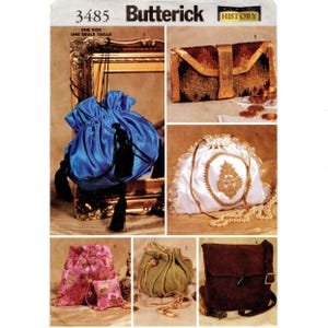 Historic Handbags Pattern: Clutch, Drawstring Bags & Satchel w/ Shoulder Strap, Uncut Sewing Pattern