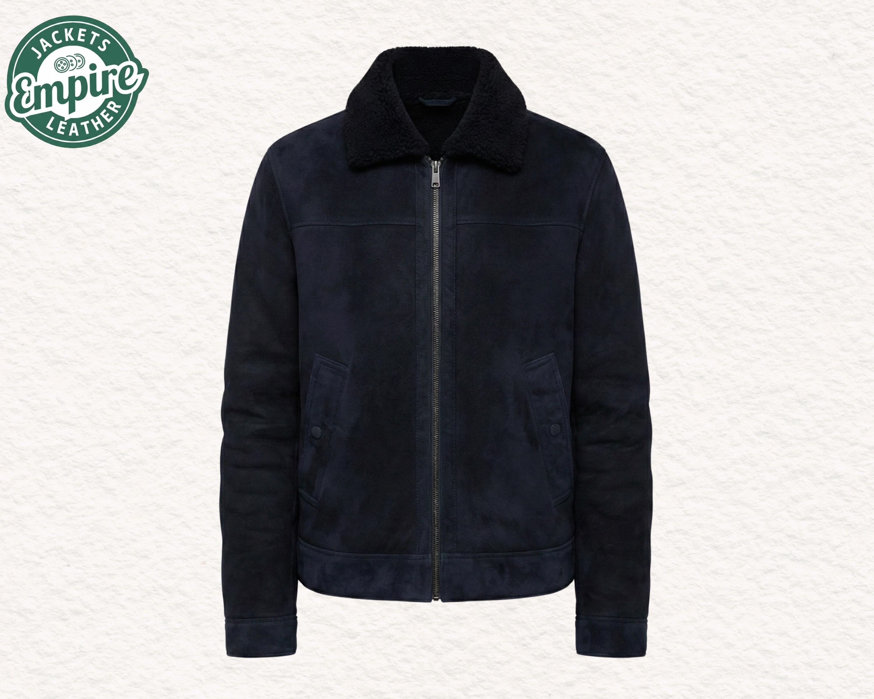 Veste Homme Simili Daim Bleu Marine - Taille 48 - Occasion Très Bon État (Marque NAVY)