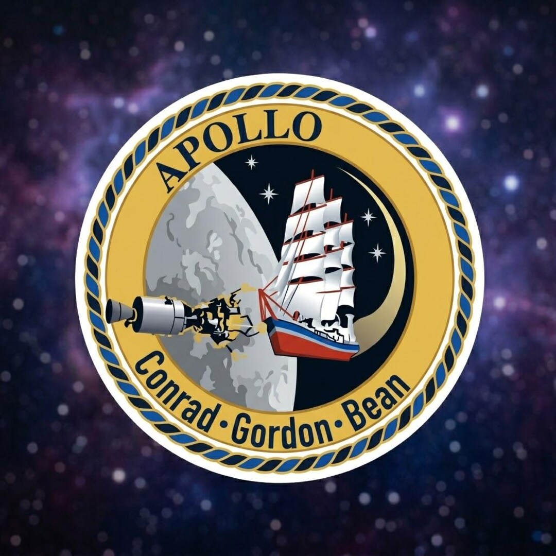 Apollo 12 Mission Patch Style Sticker, Vintage Space Exploration Decal ...