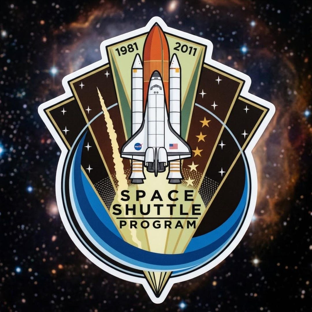 Retro Space Shuttle Program Sticker 1981–2011, Vintage Rocket Mission ...