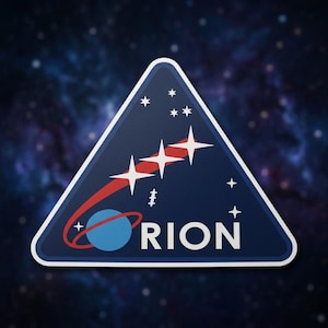 Orion Space Mission Patch Style Sticker, Rocket Galaxy Vinyl Decal, Space Exploration Retro Design, Waterproof Die Cut Laptop Car Sticker