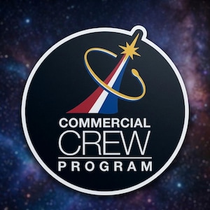 Commercial Crew Program Style Sticker, Space Mission Decal, Rocket Launch Logo Vinyl Sticker, Waterproof Die Cut Laptop Car Sticker