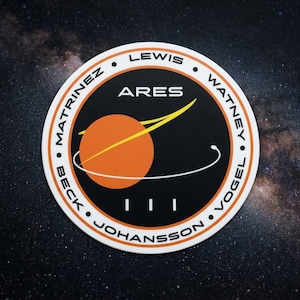 The Martian Mission Sticker, NASA Sticker, Space Logo Decal, Waterproof Vinyl, Laptop Water Bottle Car Sticker, Gift for Space Lovers