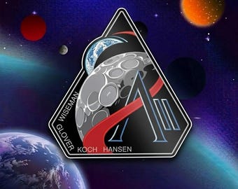 Artemis II Patch Sticker, NASA Retro Sticker, Space Logo Decal, Waterproof Vinyl, Laptop Water Bottle Car Sticker, Gift for Space Lovers