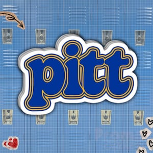 Pitt Panthers Retro Script Sticker Pack - 3-Piece Royal Blue and Gold University of Pittsburgh Decals