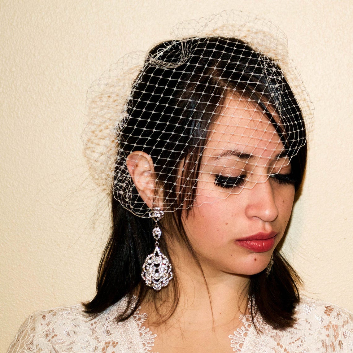 Wedding Birdcage Veil White Birdcage Veil Chic Birdcage Etsy