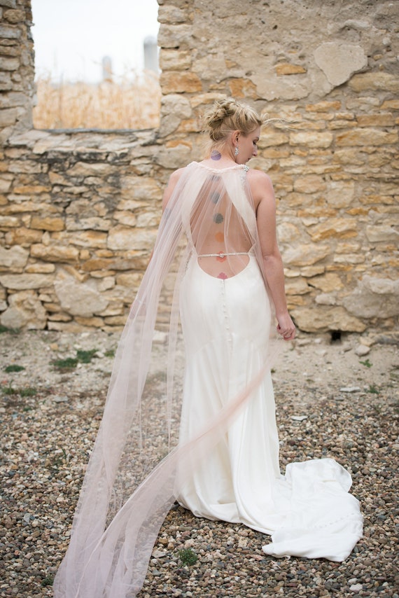 blush wedding cape