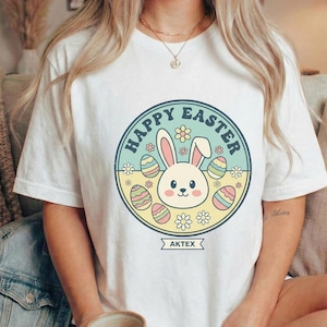 Pastel Easter Bunny Graphic Tee Spring Holiday Shirt