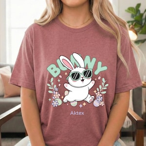 Bunny with Glasses Easter T-Shirt Spring Holiday Tee