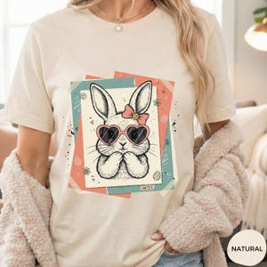 Bunny Heart Sunglasses Shirt Easter Graphic Tee