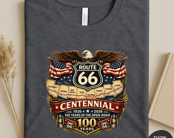 Route 66 Centennial Shirt 1926-2026, 100 Years Mother Road Tee, Historic Route 66 Map Shirt, American Road Trip Gift