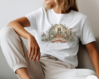 Raccoon Coffee Camp Shirt Vintage Camping Coffee Lover Tee