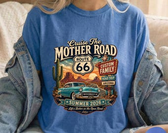 Personalized Route 66 Shirt, Custom Family Road Trip Tee, Route 66 Vacation Shirt, Mother Road Gift, Summer 2026 Travel Tee