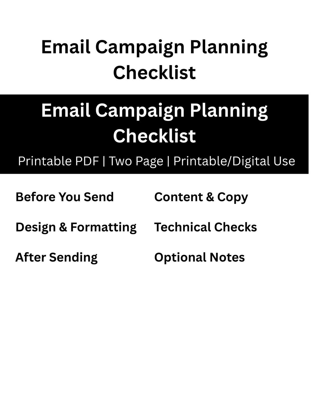 Email Campaign Planning Checklist - Etsy