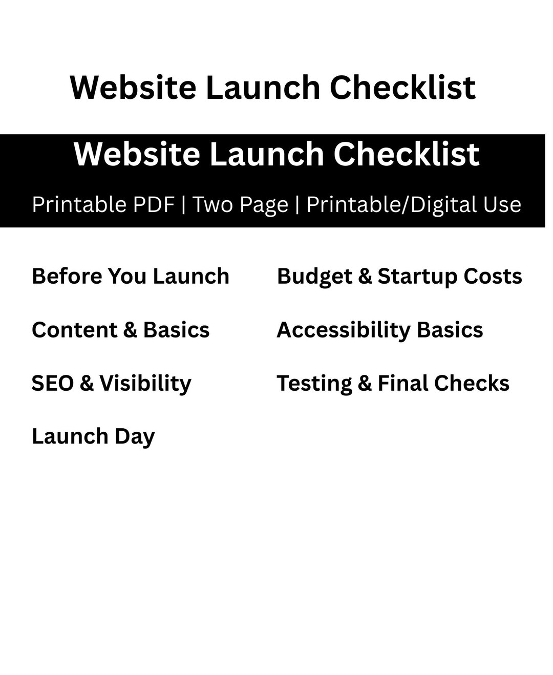 Website Launch Checklist - Etsy