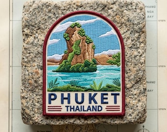 Retro Phuket Thailand Embroidered Patch Vintage Island Travel Souvenir Badge