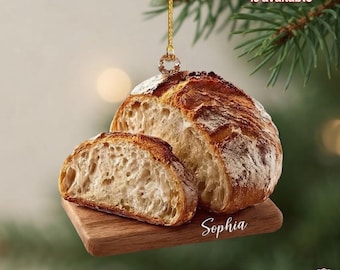 Personalized Sourdough Bread Acrylic Ornament Baker Christmas Tree Decor Artisan Bread Keychain Gift For Foodie Baking Lover
