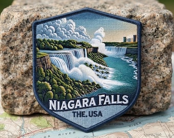 Parche bordado de las Cataratas del Niágara, recuerdo de viaje de Nueva York, aplique termoadhesivo