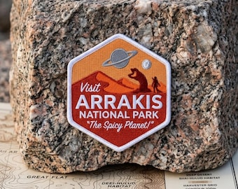 Retro Visit Arrakis National Park Embroidered Patch Dune Sandworm Sci-Fi Souvenir Badge