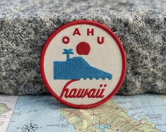 Parche bordado de viaje a Oahu, Hawái