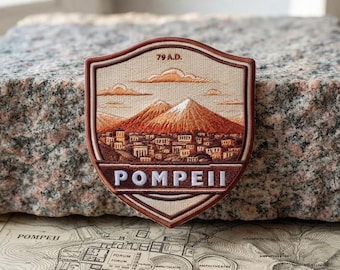 Pompeya, Monte Vesubio, Italia. Parche bordado de viaje.